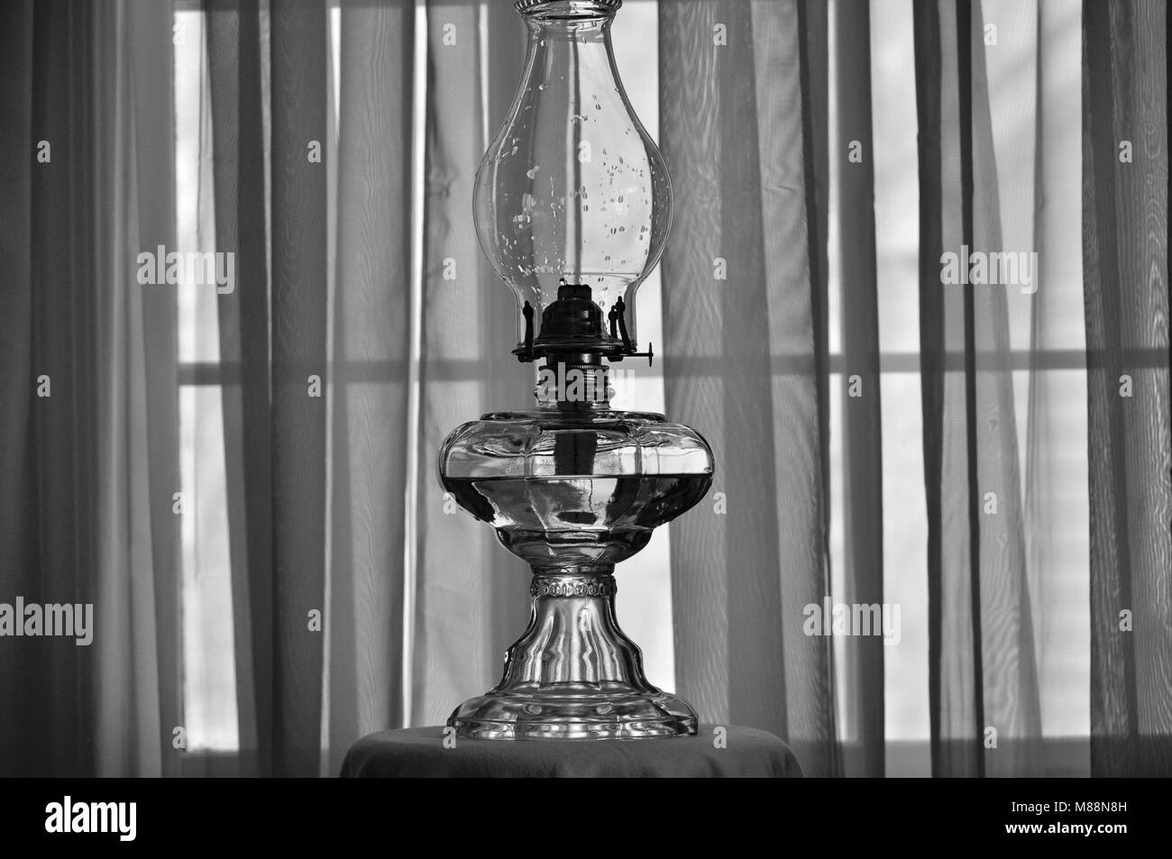 Antique Oil Lamp BW Stock Photo Alamy