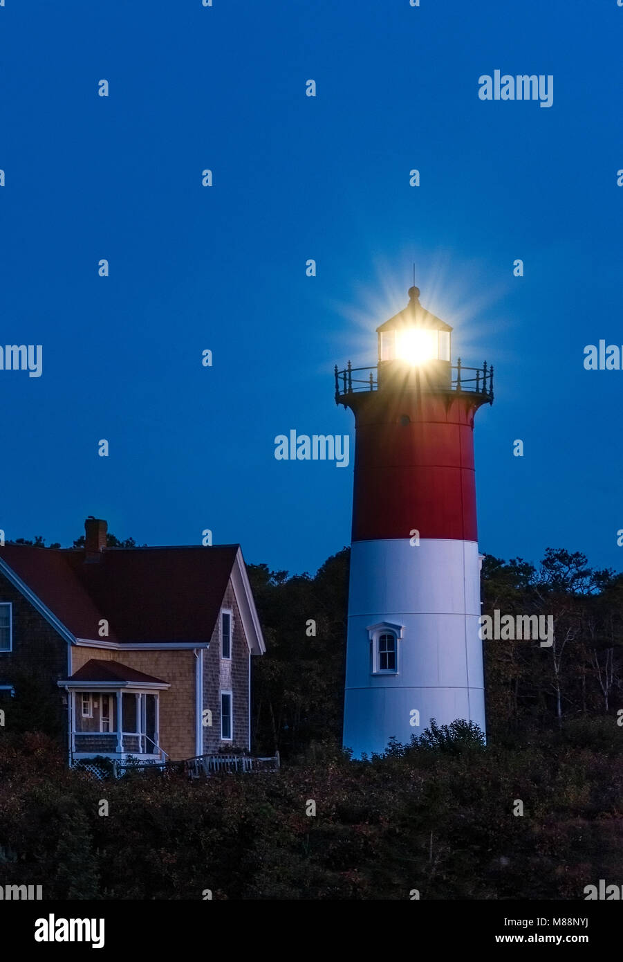 Nauset Lighthouse at night, Cape Cod National Seashore, Eastham, Cape