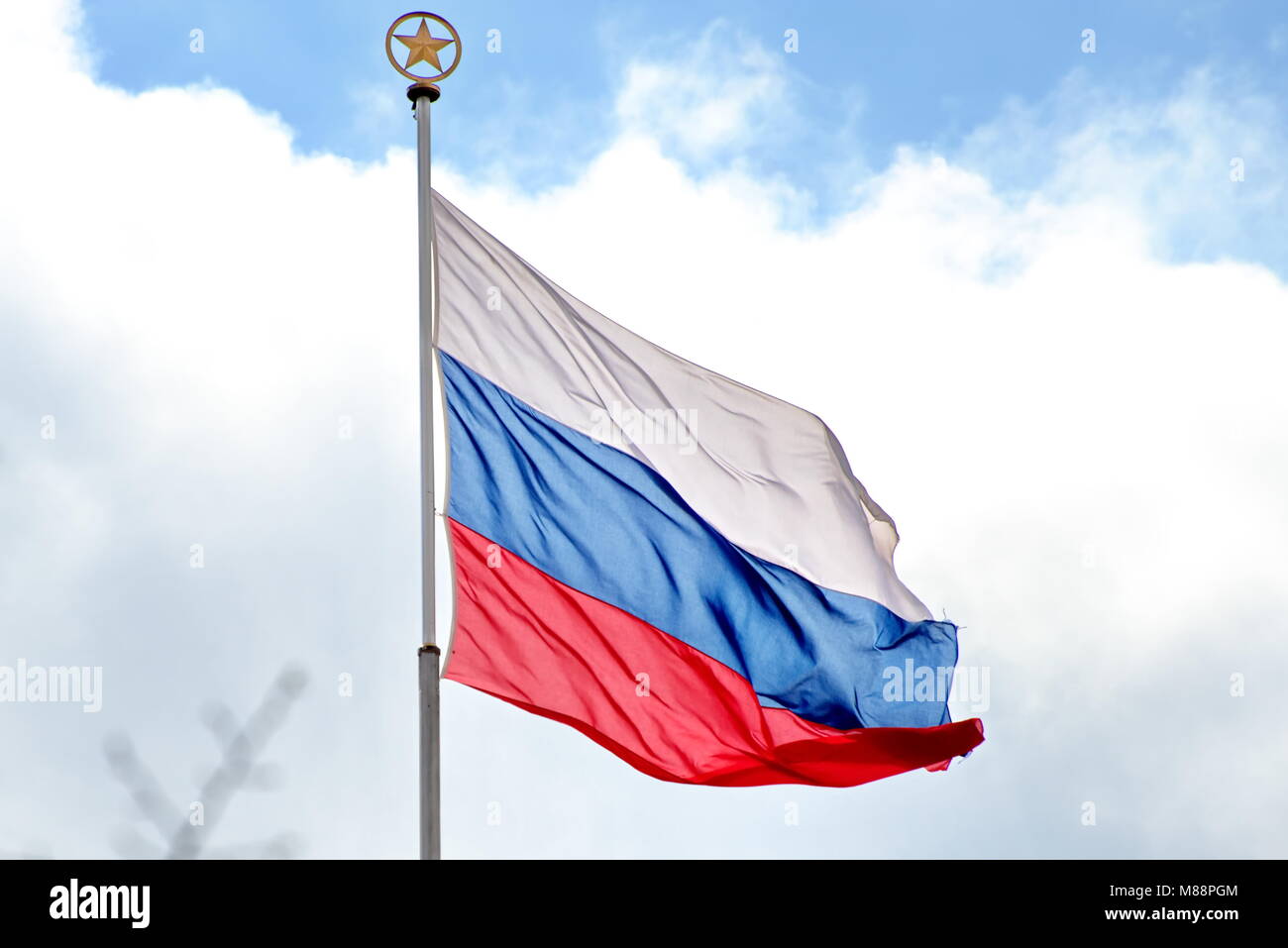 Russian flag at the embassy Stock Photo