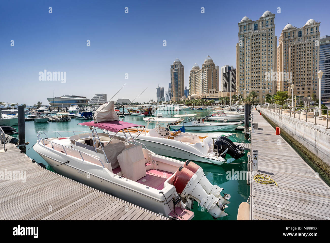 Doha marina on the Corniche in Doha Stock Photo