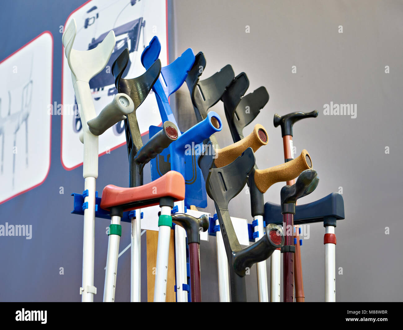 Crutches elbow with an emphasis Stock Photo Alamy