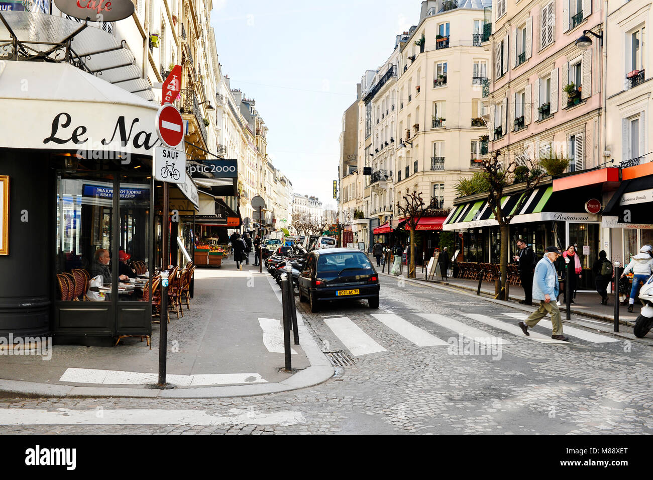Rue des Abbesses - Montmartre area, Paris, France Stock Photo