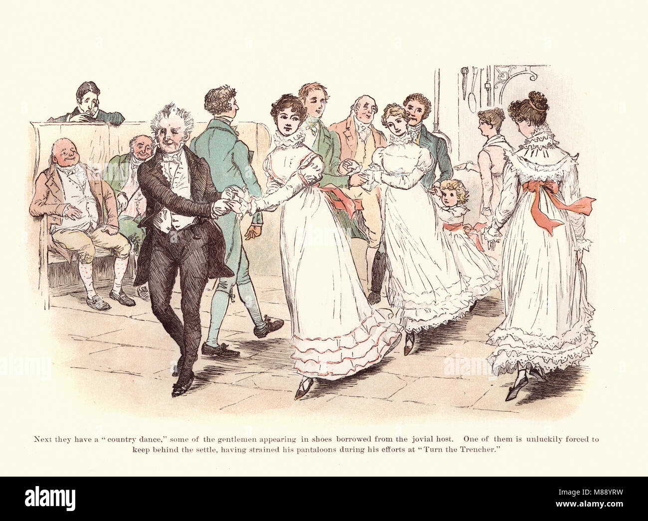 Victorian Illustration from The curmudgeons christmas by  Randolph Caldecott, 19th Century. Dancing Stock Photo