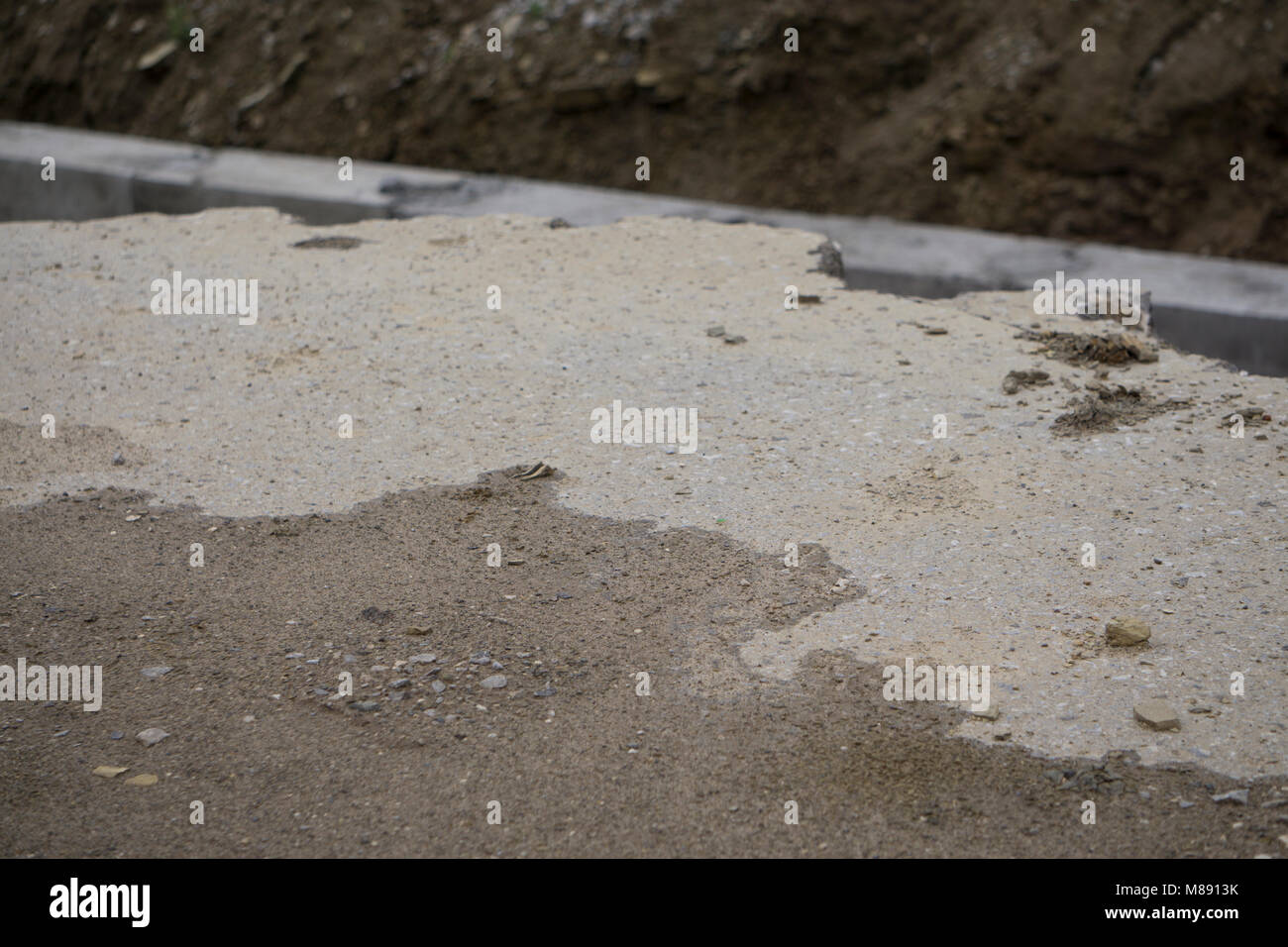 Asphalt road path collapsed head to the clouds Stock Photo - Alamy