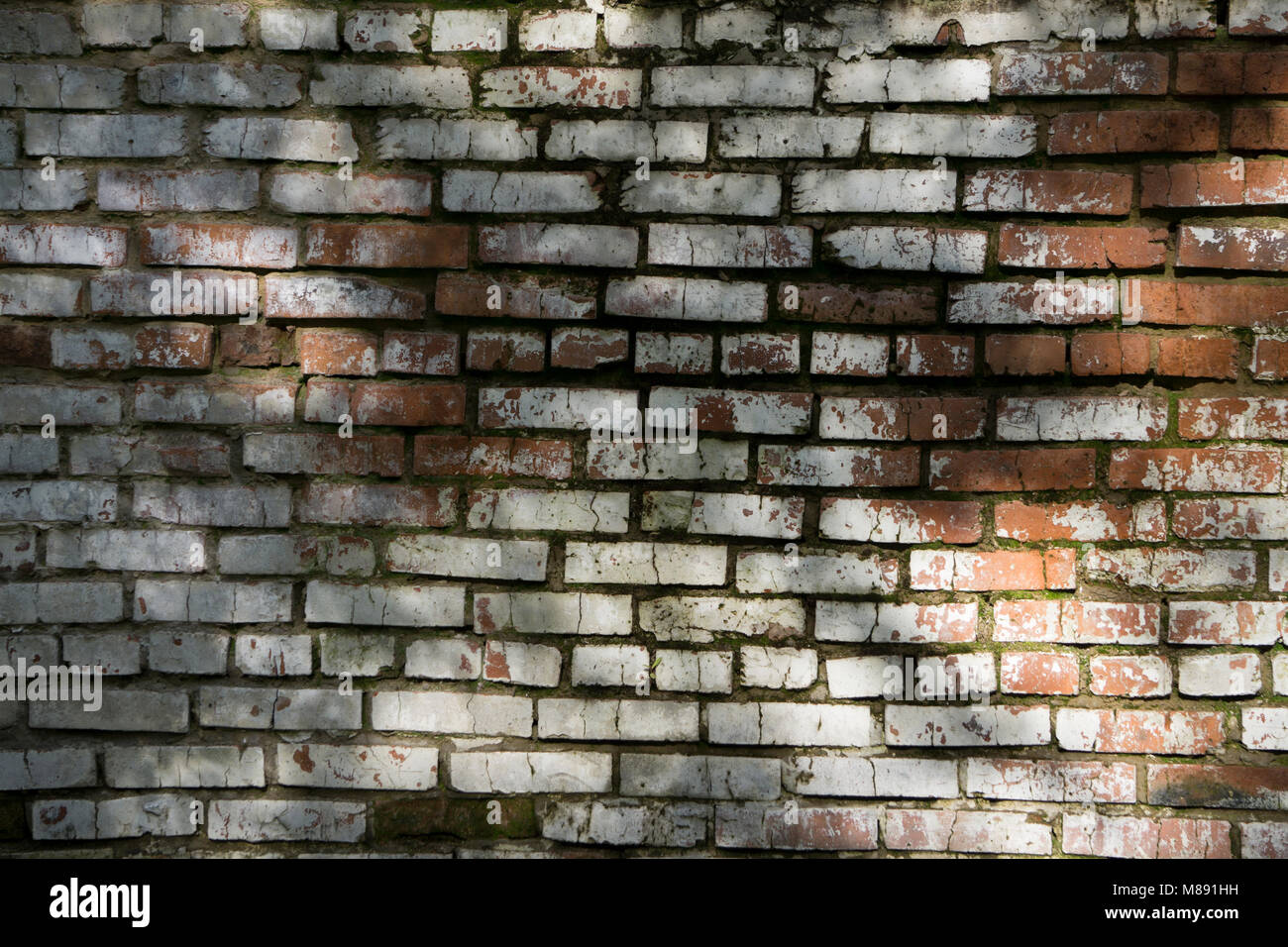 Background of old vintage dirty brick wall with peeling plaster ...