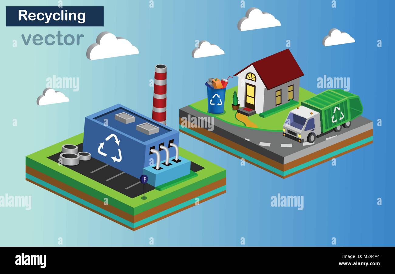 Isometric industrial recycling plant factory hi-res stock photography ...