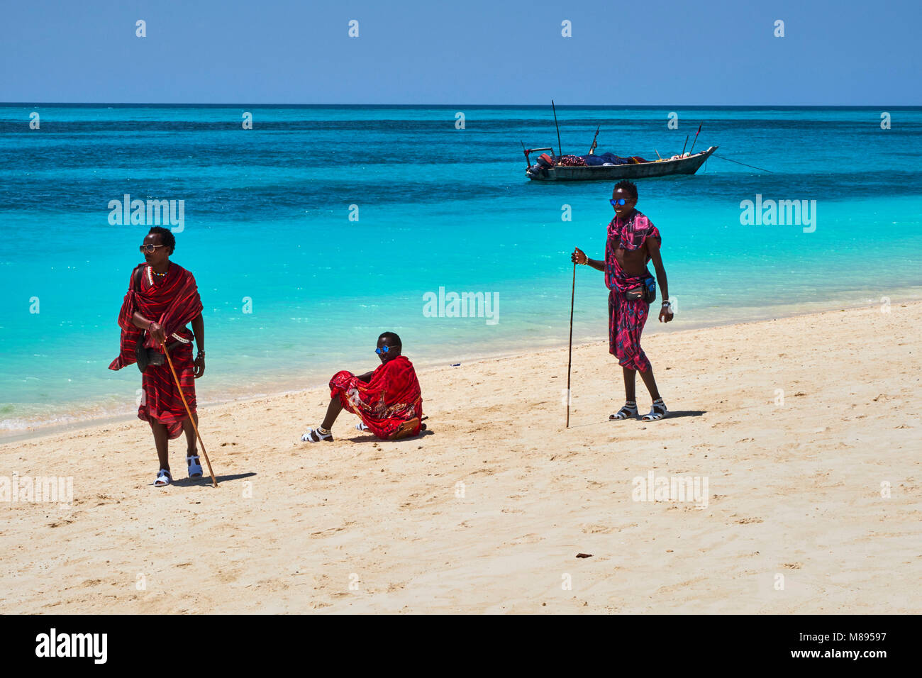 Tanzania, Zanzibar island, Unguja, Masai at Nungwi beach Stock Photo
