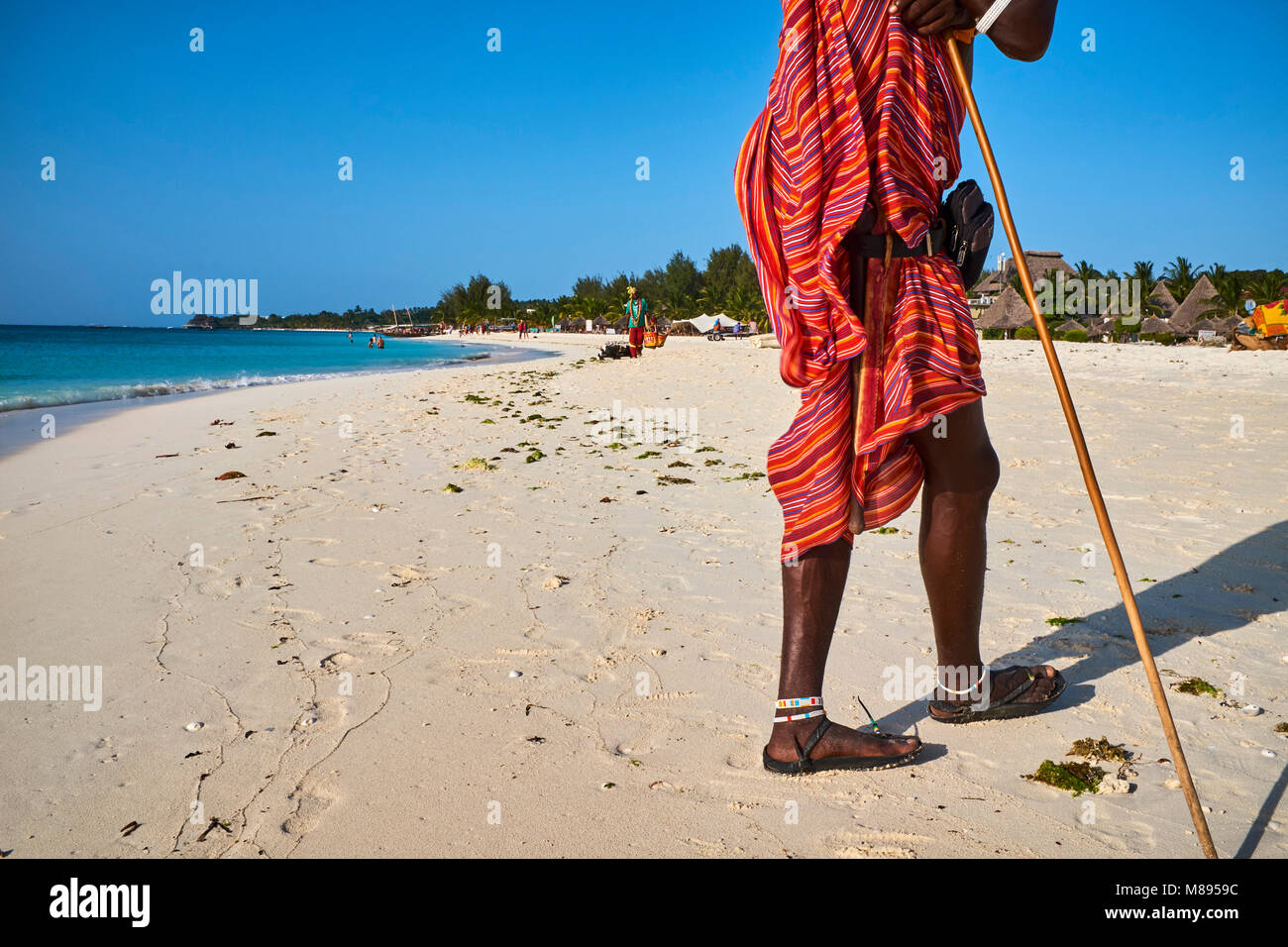 Tanzania Zanzibar Island Unguja Masai At Nungwi Beach Stock Photo tanzania-zanzibar-island-unguja-masai-at-nungwi-beach-stock-photo