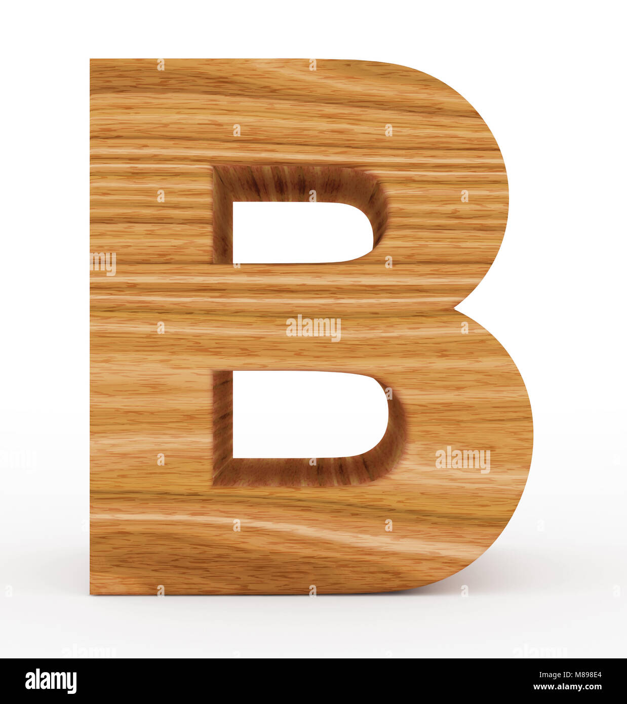 letter B 3d wooden isolated on white - 3d rendering Stock Photo - Alamy