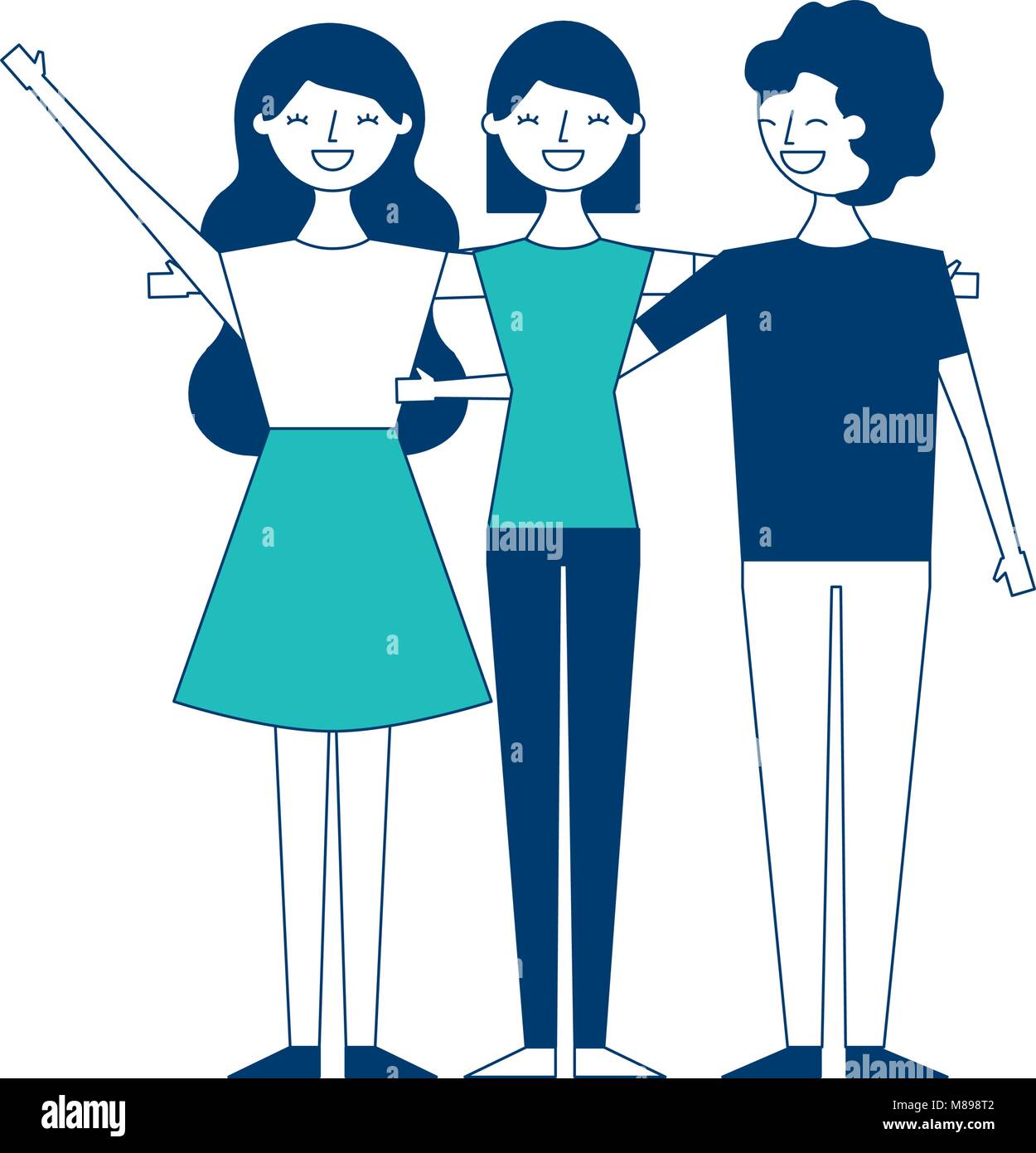 people character women and man hugging friends cartoon vector ...