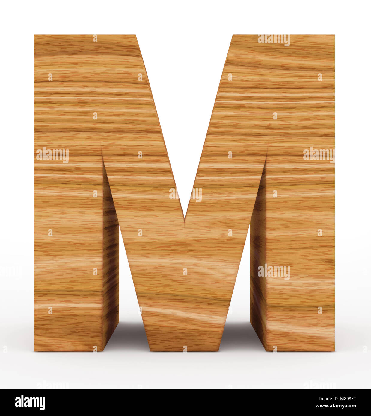 letter M 3d wooden isolated on white - 3d rendering Stock Photo - Alamy