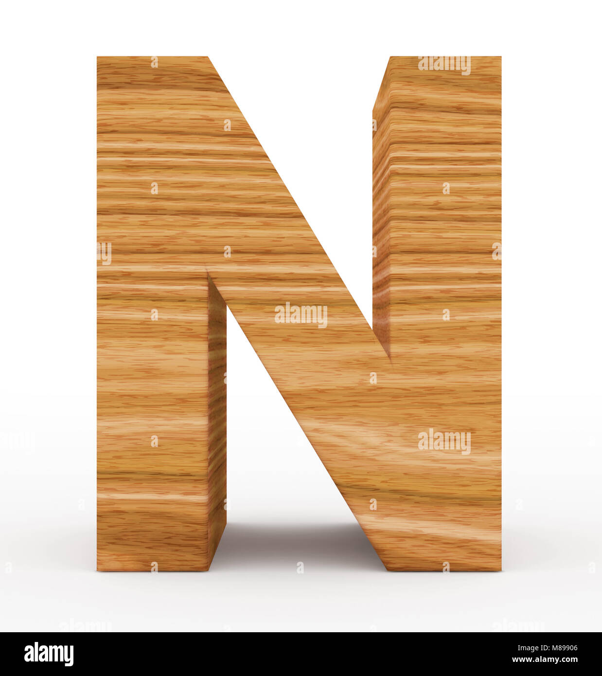 letter N 3d wooden isolated on white - 3d rendering Stock Photo - Alamy
