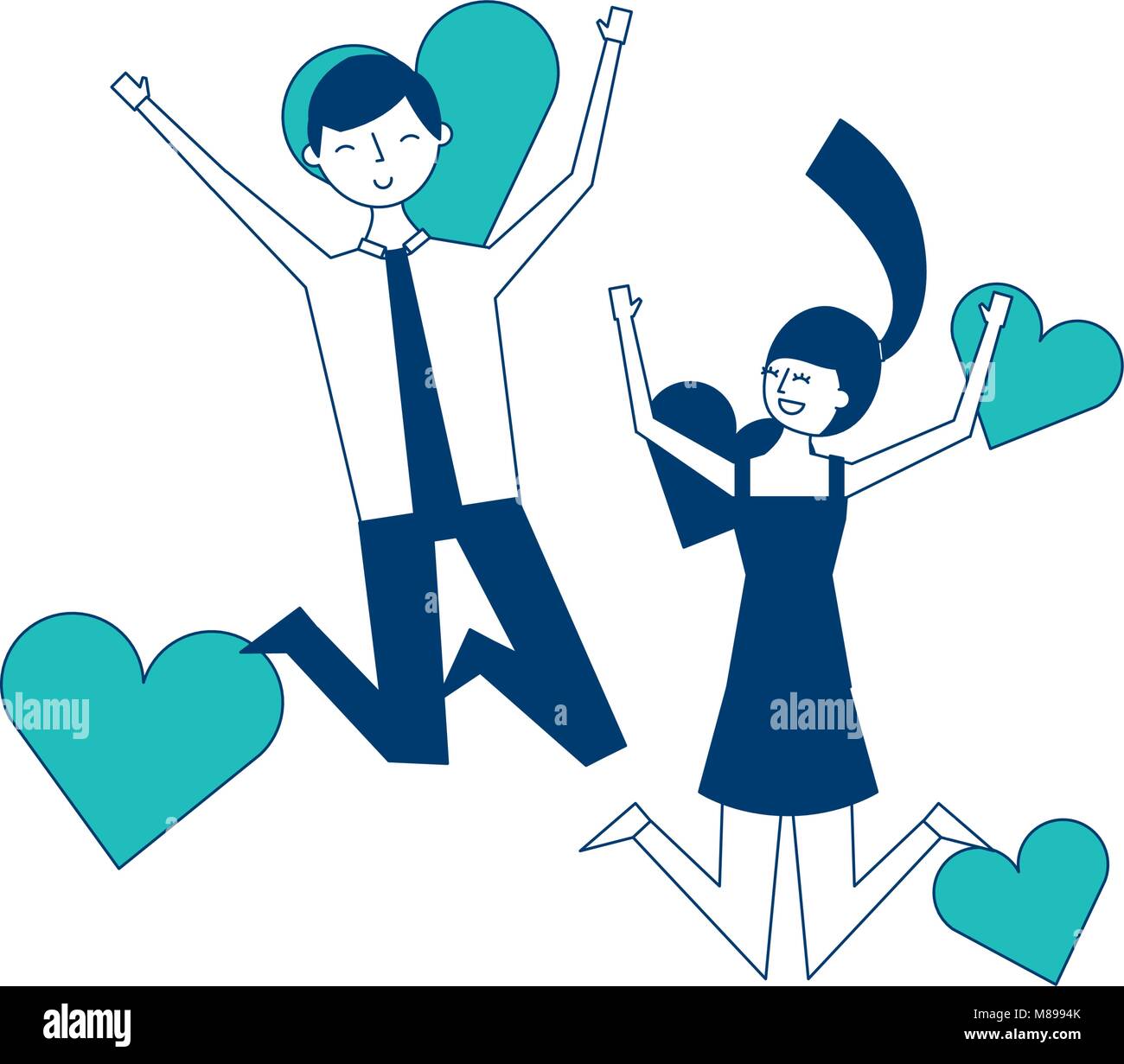 couple of young people in love heart romantic vector illustration green ...