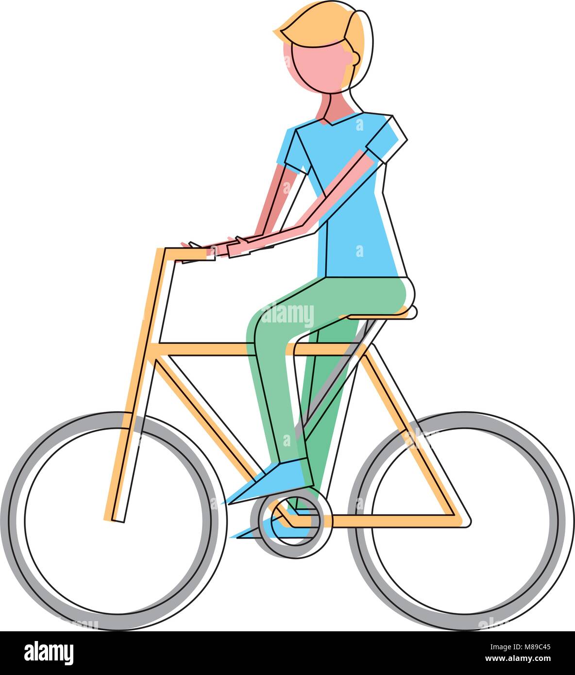 young man riding bike activity vector illustration Stock Vector Image ...