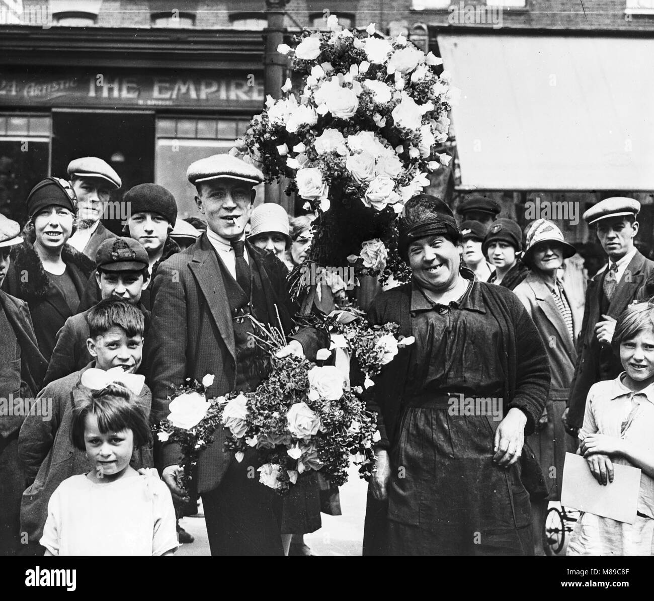Flower Seller, Covent Garden,, London by Burton Holmes, 1921 Stock