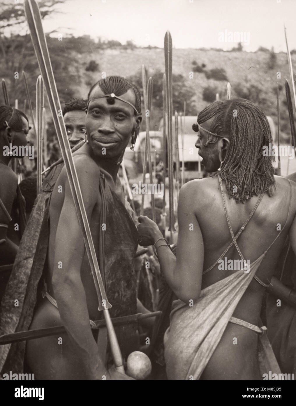 1940'S East Africa Kenya Maasai tribe warriors Stock Photo - Alamy