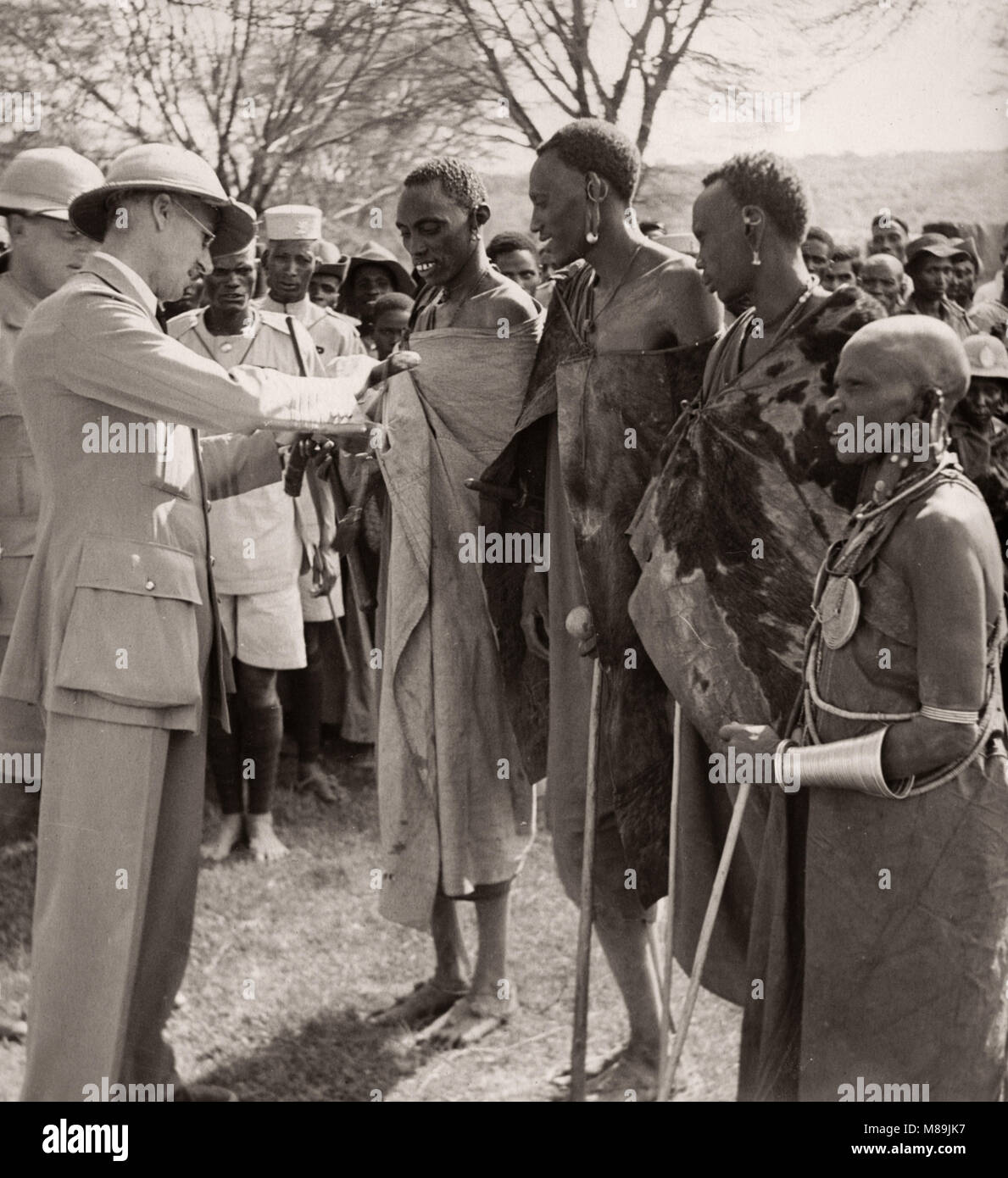 1940'S East Africa Kenya Maasai tribe warriors Stock Photo