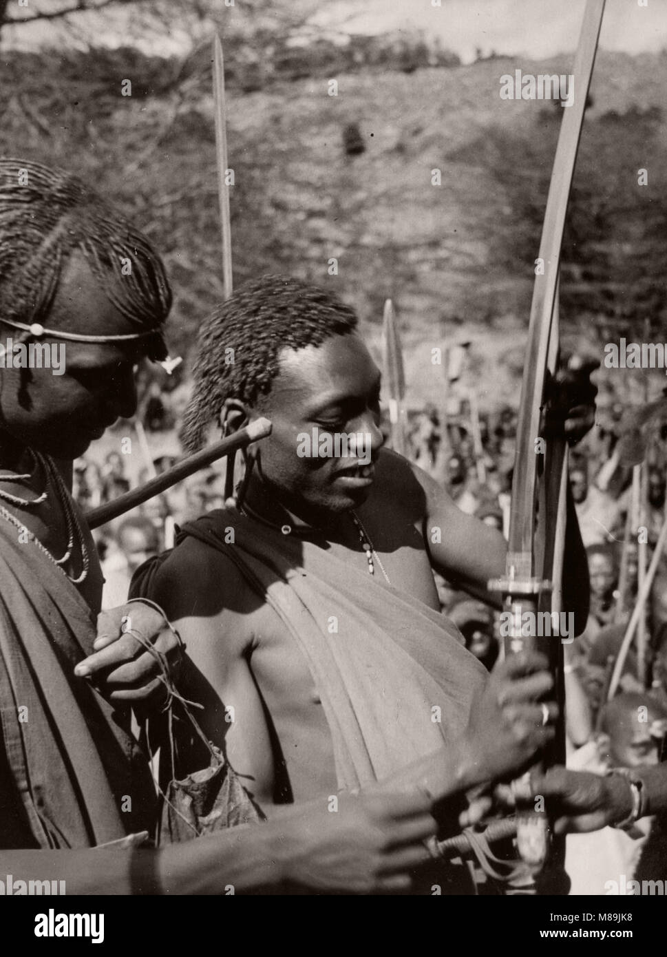 1940'S East Africa Kenya Maasai tribe warriors Stock Photo