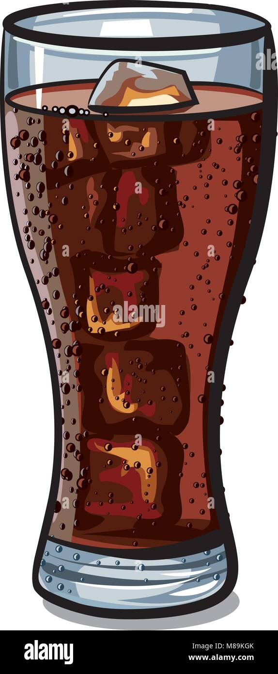 illustration of cola glass with ice cubes Stock Vector Image & Art - Alamy
