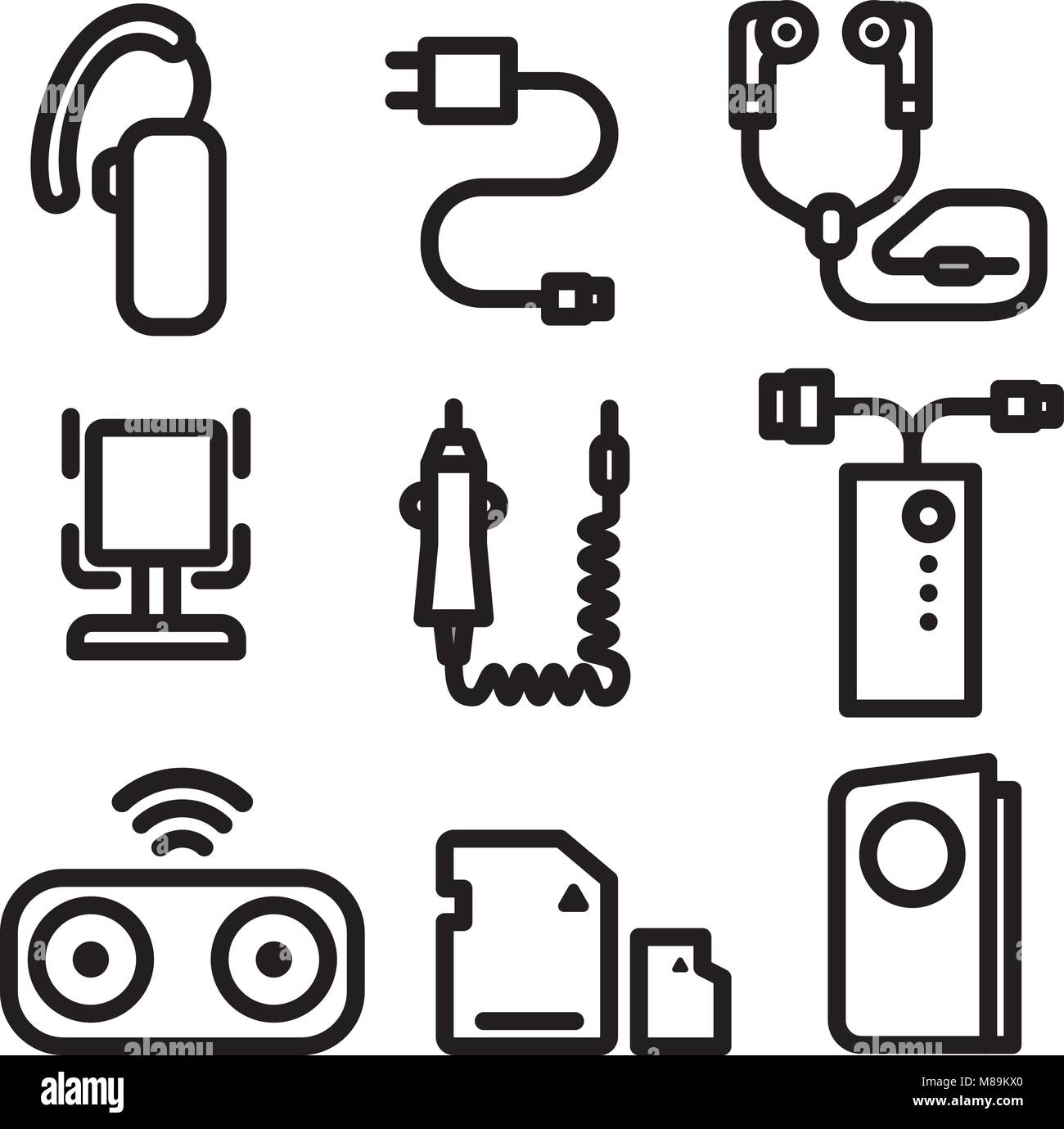 illustration of accessories icons for mobile phone devices Stock Vector