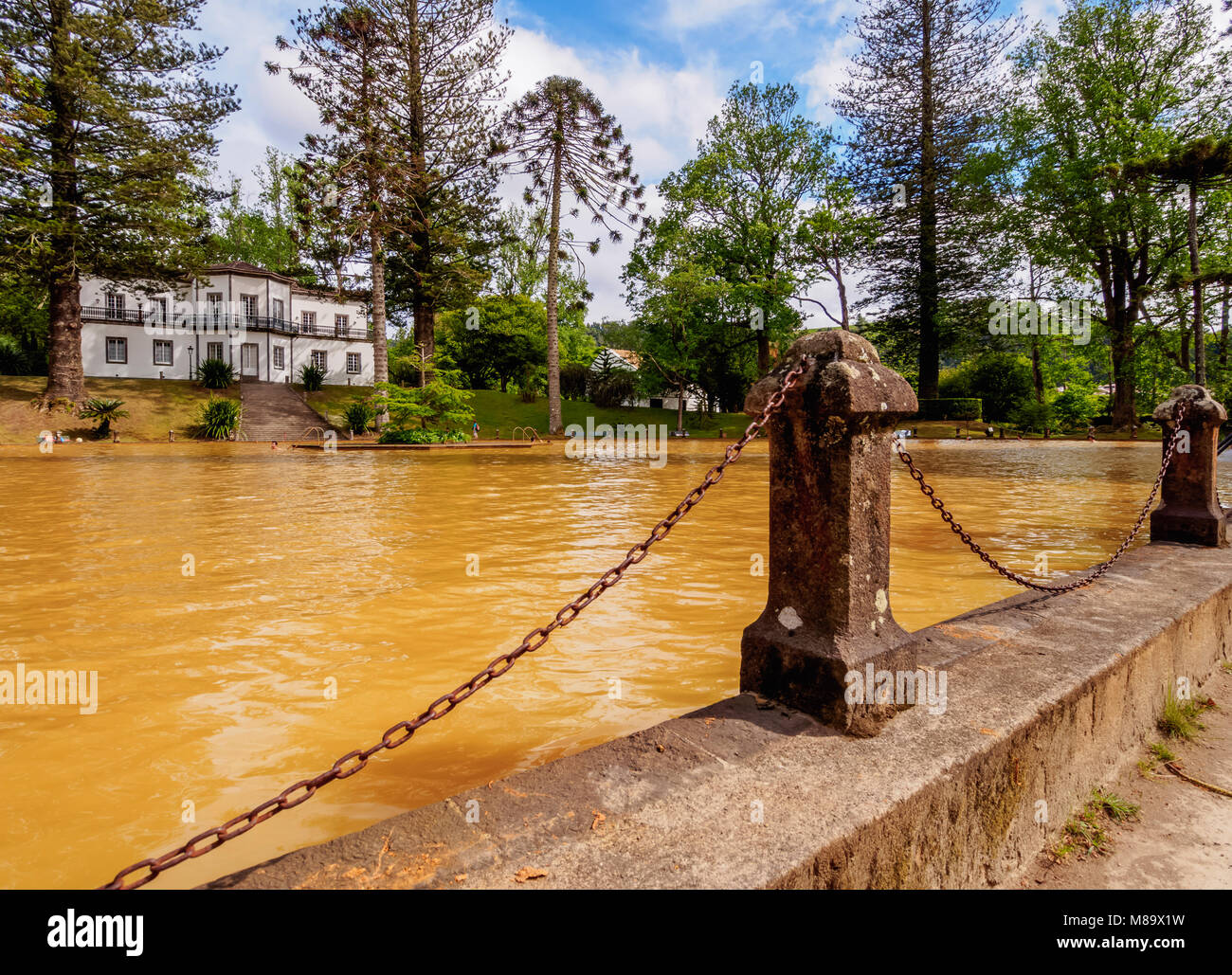 Thermal Water Pool and Mansion House in Terra Nostra Park, Furnas, Sao