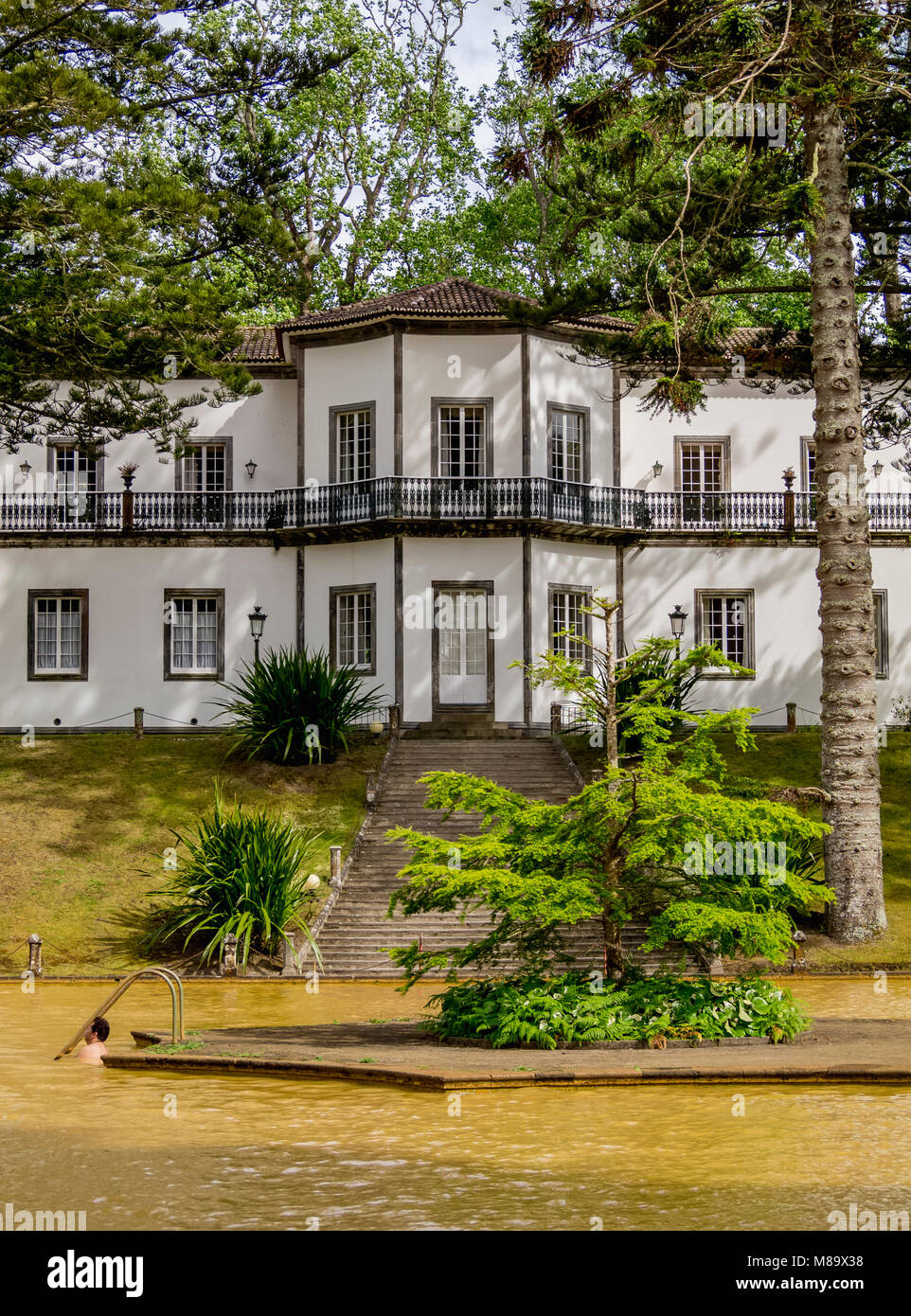 Thermal Water Pool and Mansion House in Terra Nostra Park, Furnas, Sao