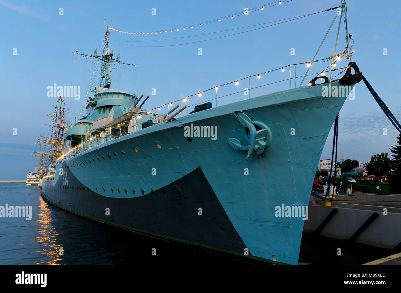Museum ship ORP 'Blyskawica', the oldest preserved destroyer in the world. Gdynia harbor, Poland. Stock Photo