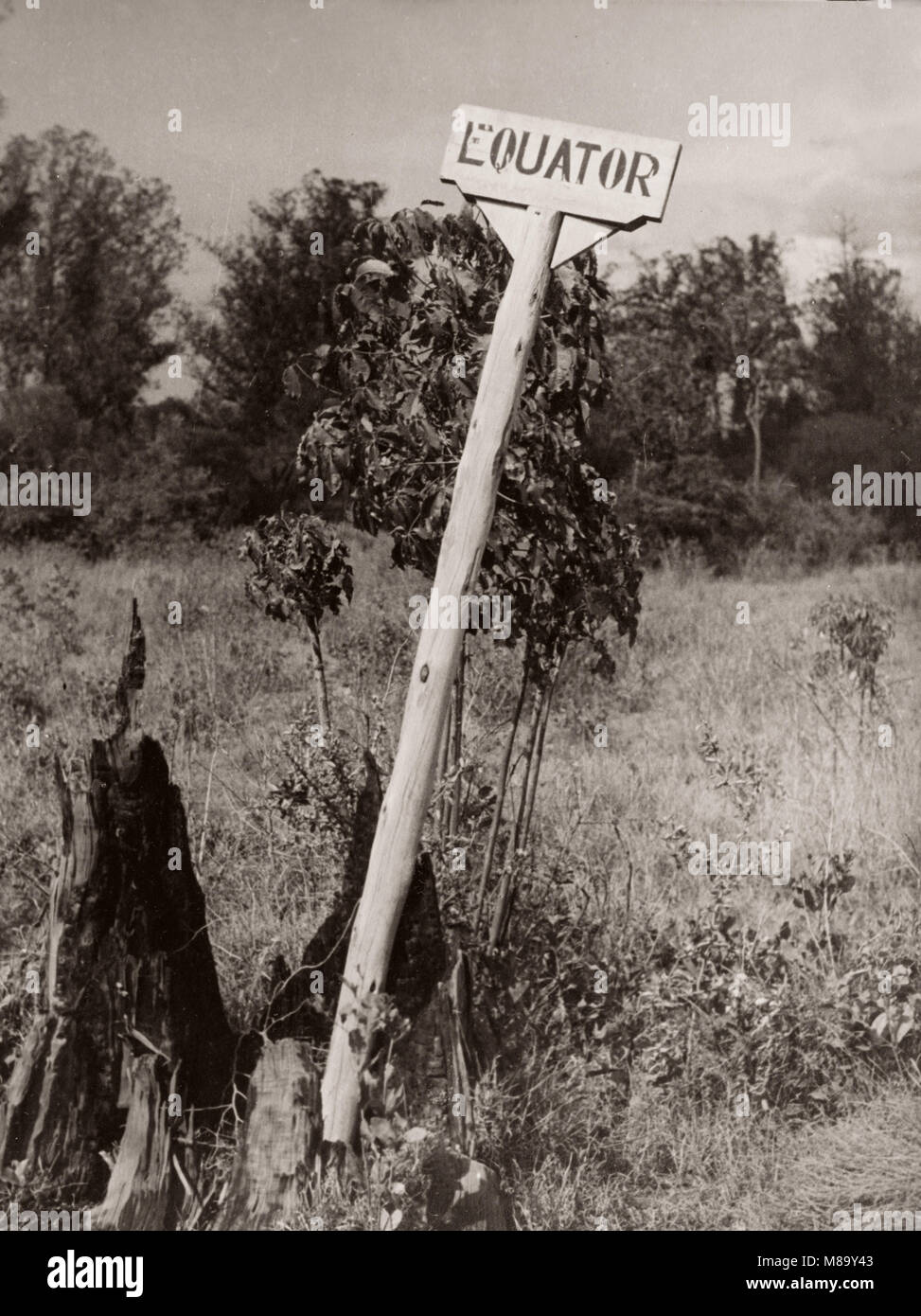 1940s East Africa - equator sign, Kenya Stock Photo