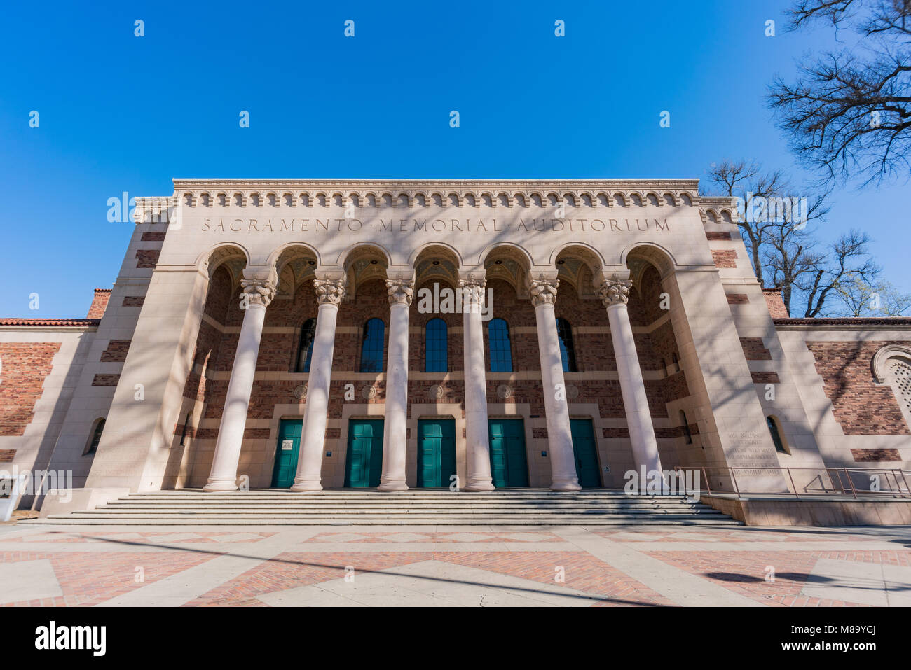 Exterior morning view of the beautiful Sacramento Memorial Auditorium, California Stock Photo