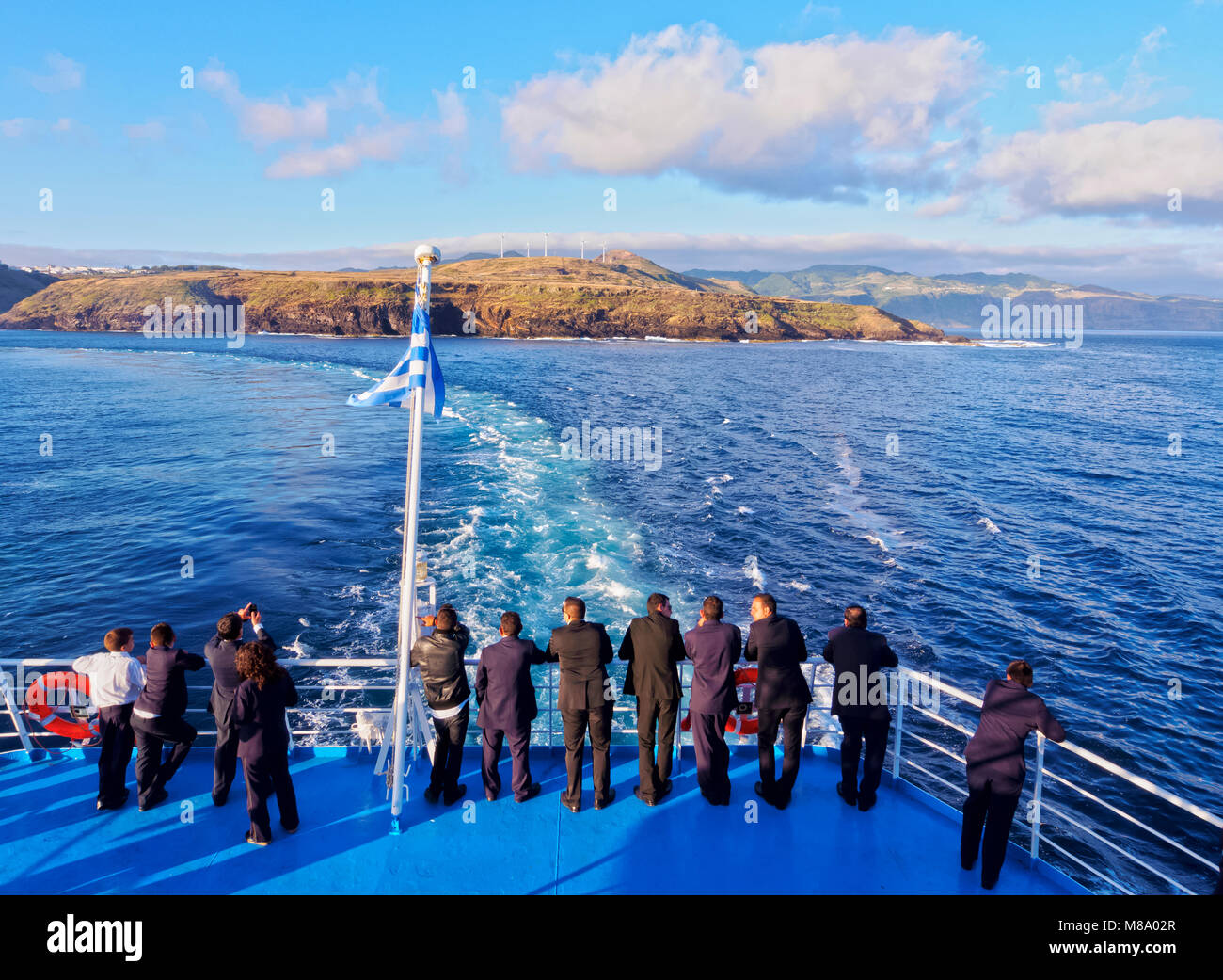 Ferry leaving Santa Maria Island, Azores, Portugal Stock Photo Alamy