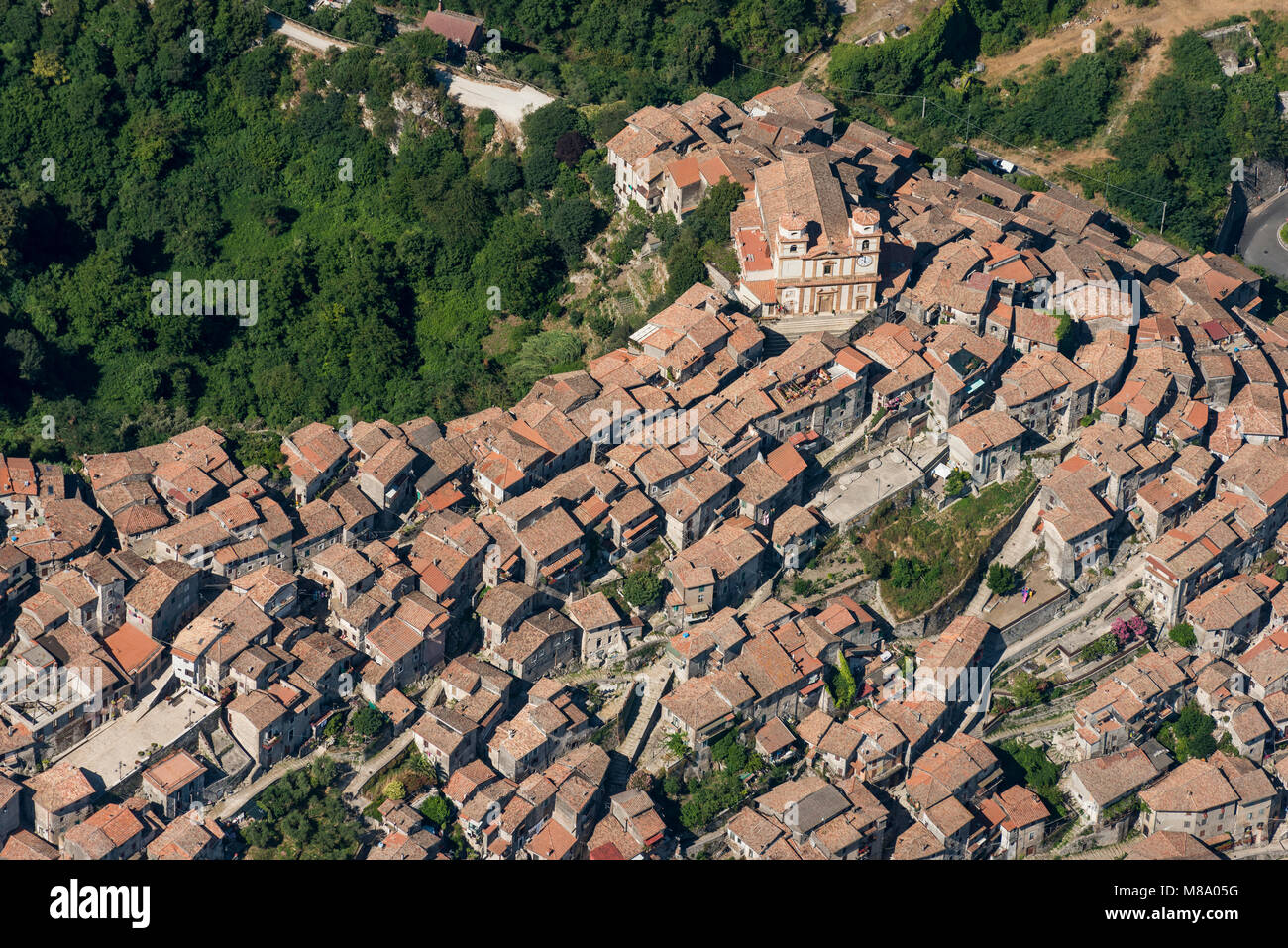 Aerial image of the town of Artena in the Metropolitan City of Rome ...