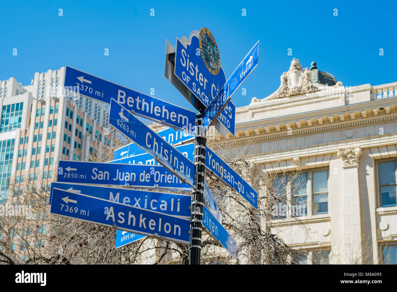 Louisville Kentucky KY sister cities on a downtown sign Stock Photo - Alamy