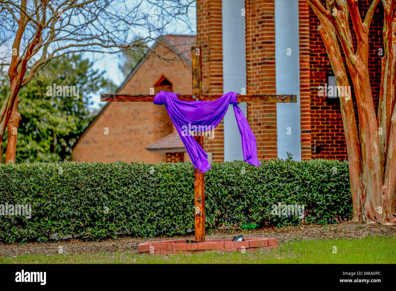 purple sash on cross Stock Photo - Alamy