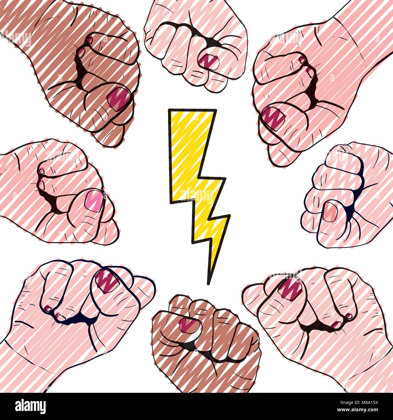 doodle people opposive hands together protest Stock Vector Image & Art ...