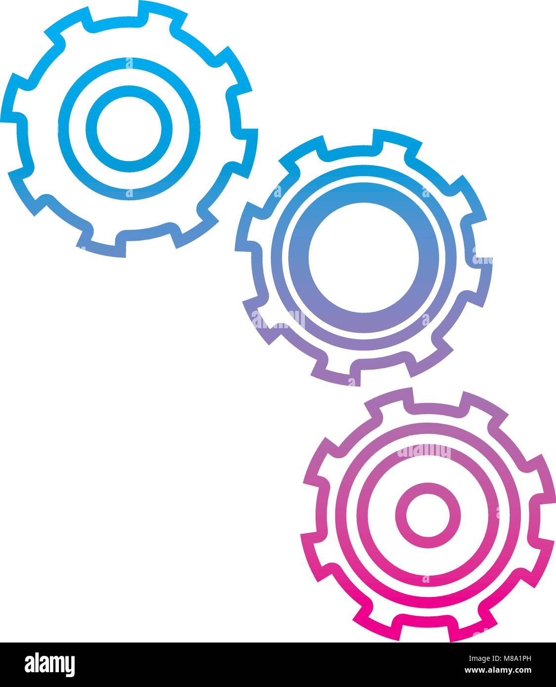 degraded line engeneering gears process industry machine Stock Vector ...