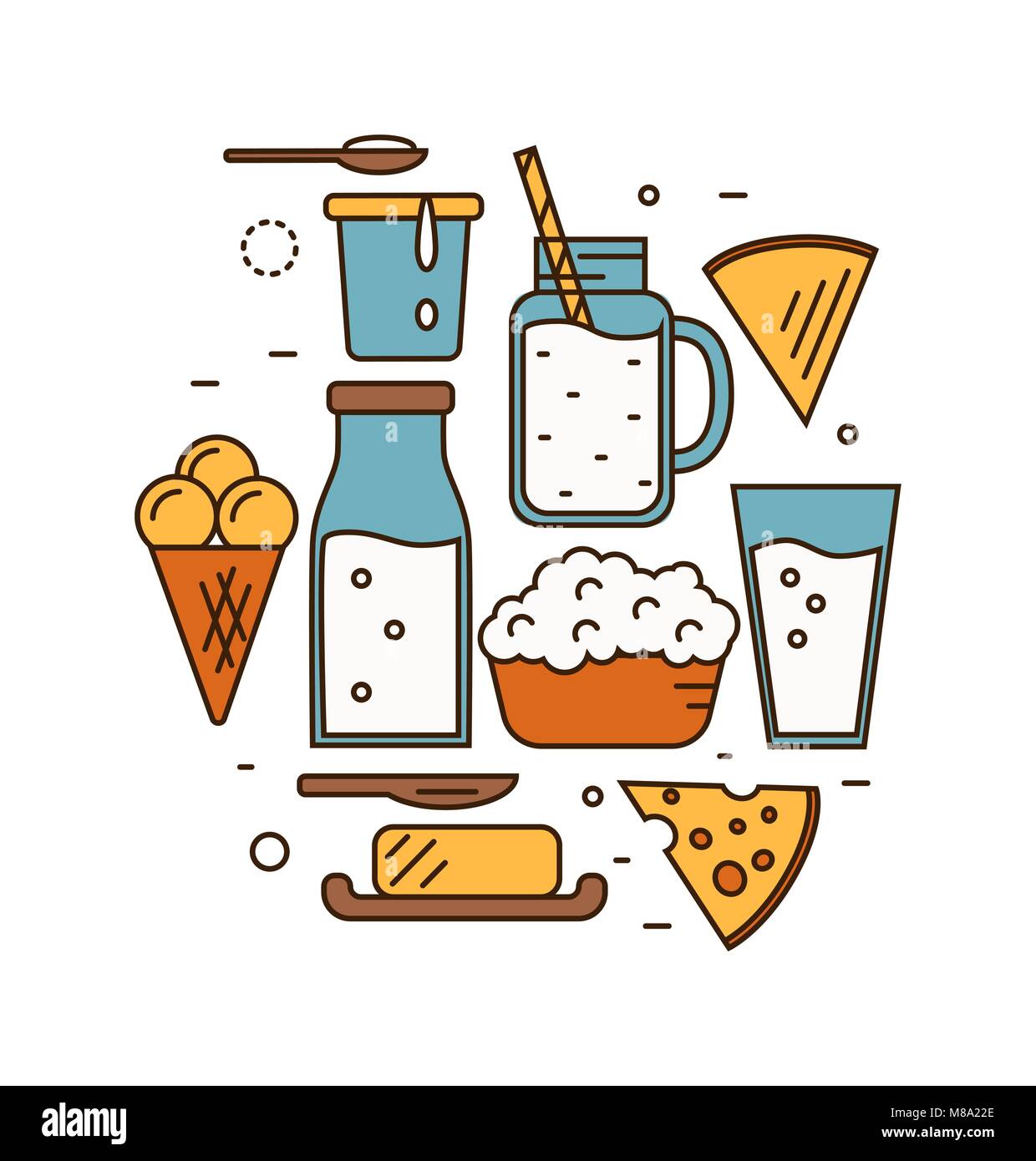 Dairy icon set in line style design Stock Vector Image & Art - Alamy