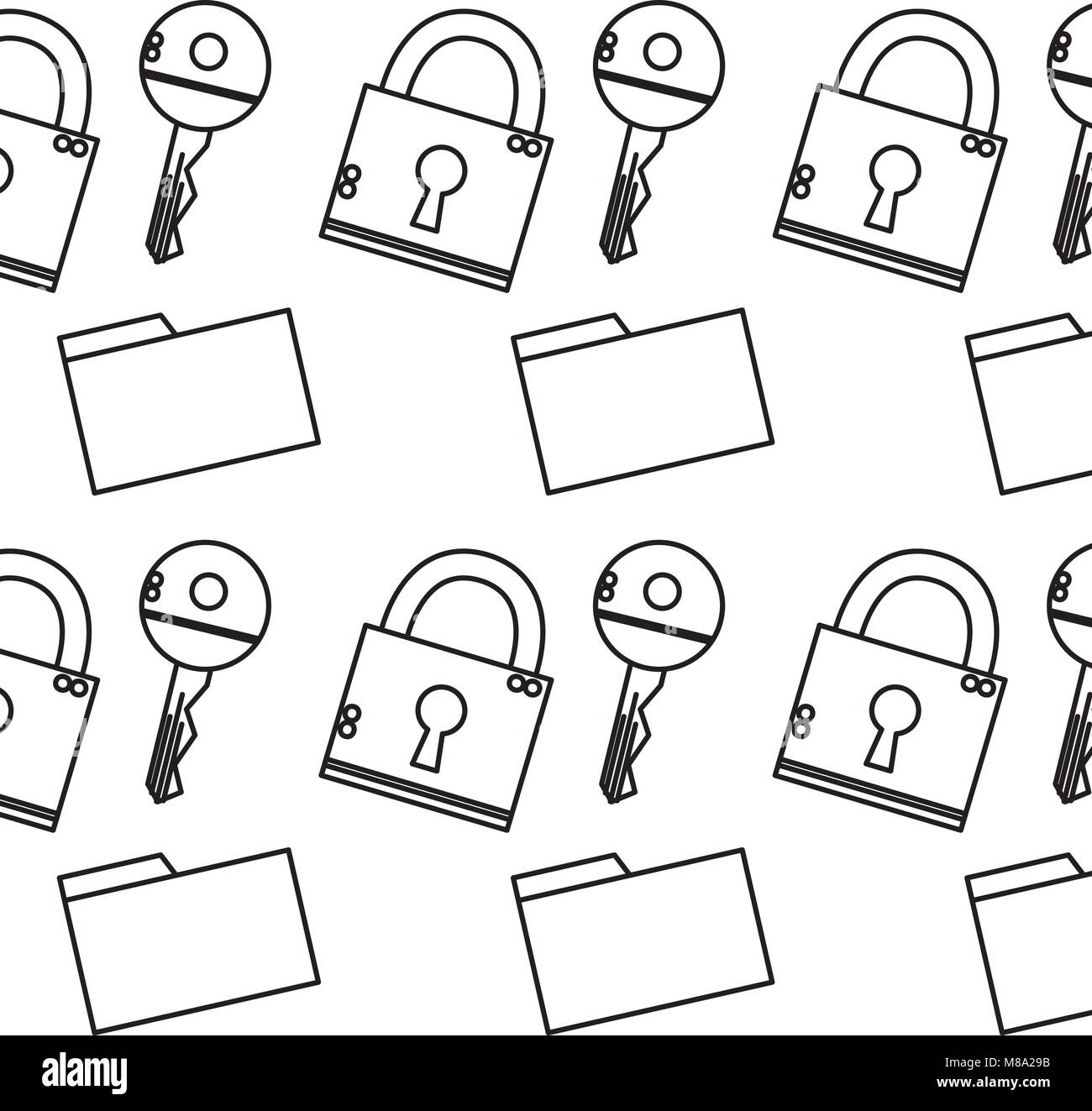 line close padlock security and file folder background Stock Vector ...