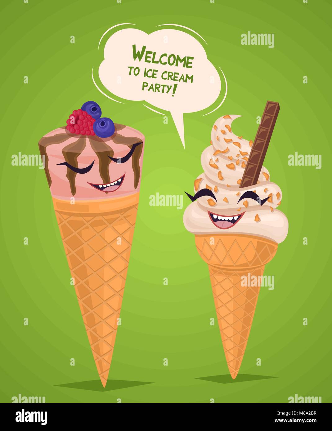 Funny ice creams poster, vector illustration Stock Vector Image & Art