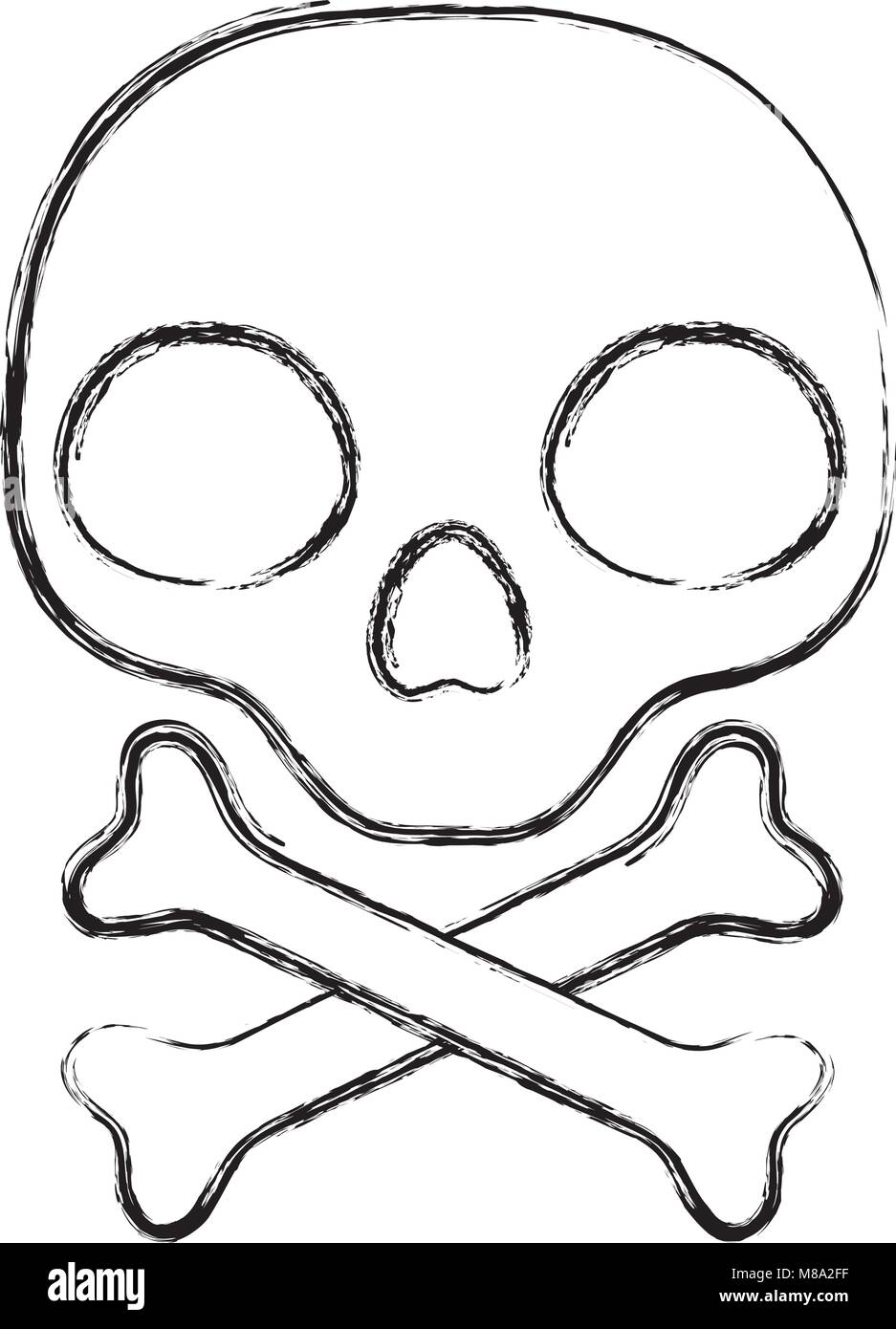 grunge warning skull and bones danger sign Stock Vector