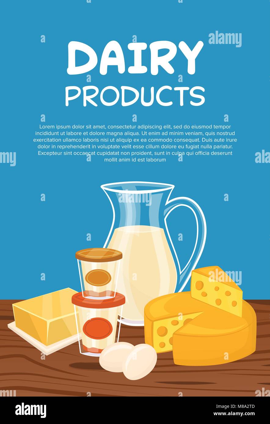 Dairy products vector poster template Stock Vector Image & Art Alamy