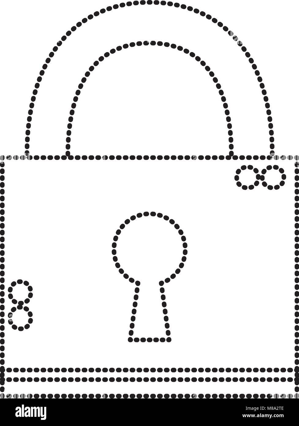 dotted shape close padlock object to security information Stock Vector ...