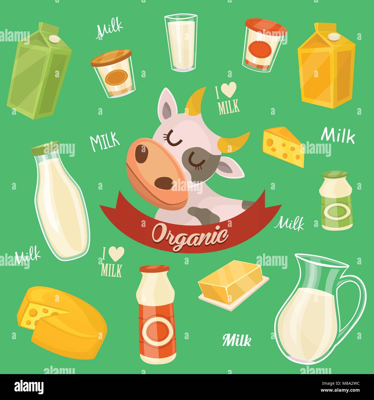 Dairy products isolated, vector illustration Stock Vector Image & Art ...