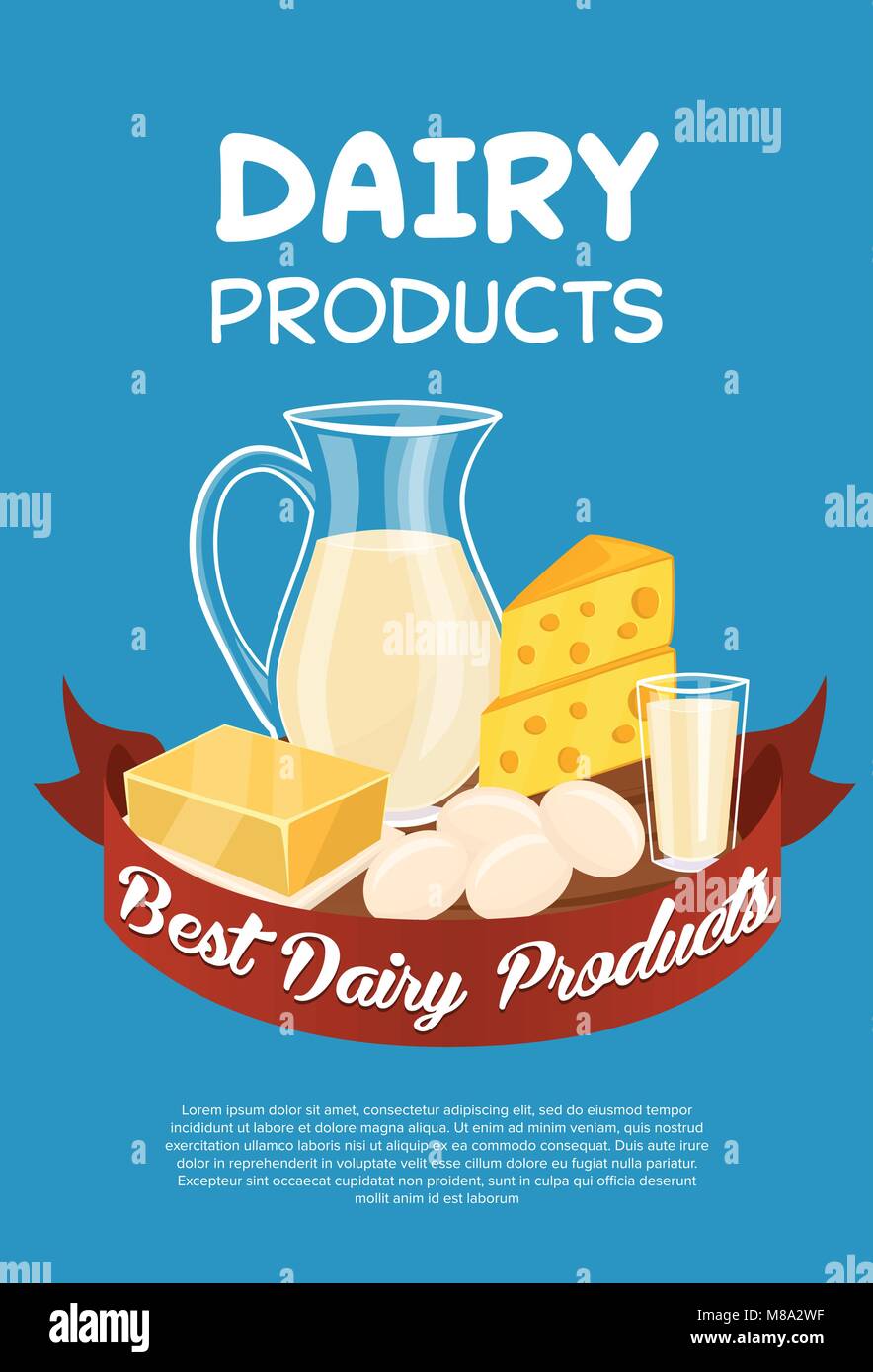Dairy products vector poster template Stock Vector Image & Art Alamy