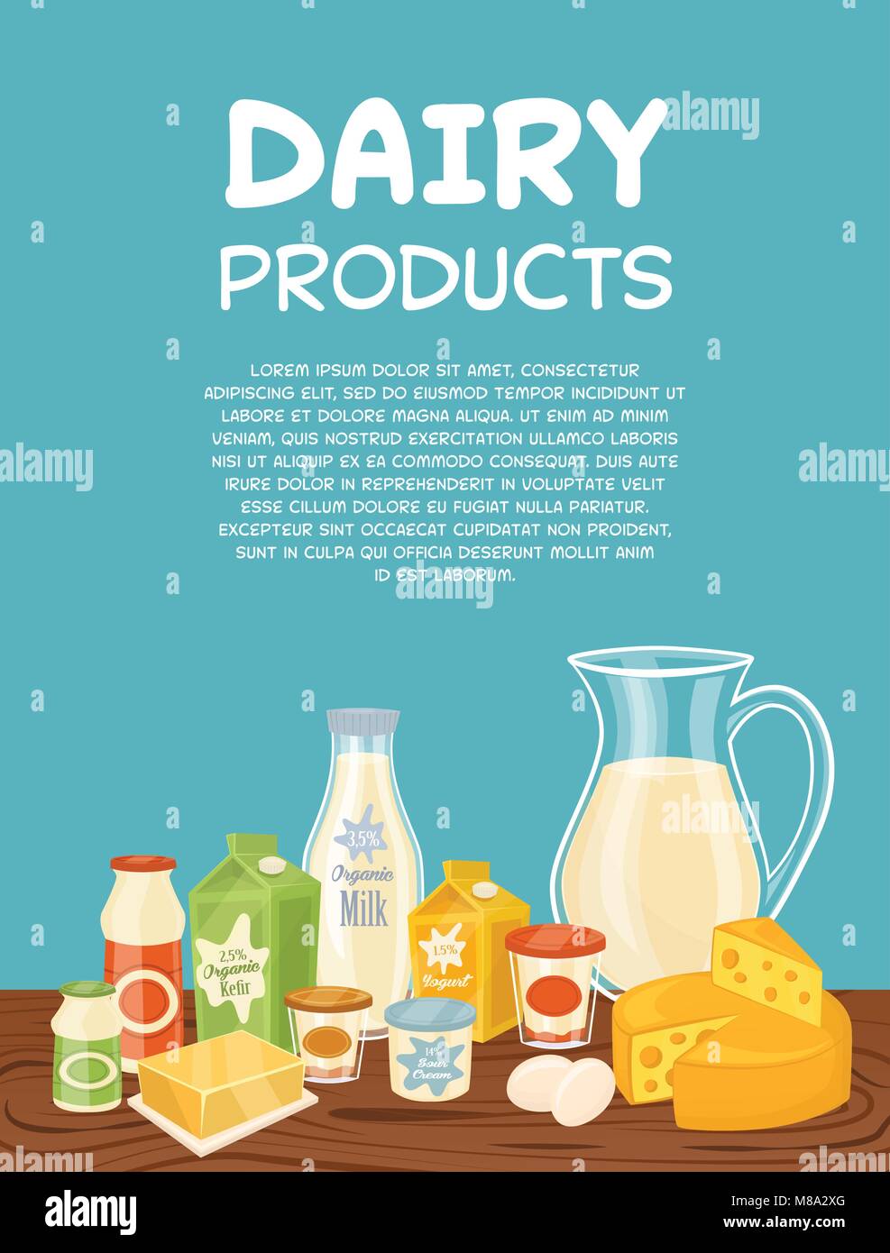 Dairy products vector poster template Stock Vector Image & Art Alamy