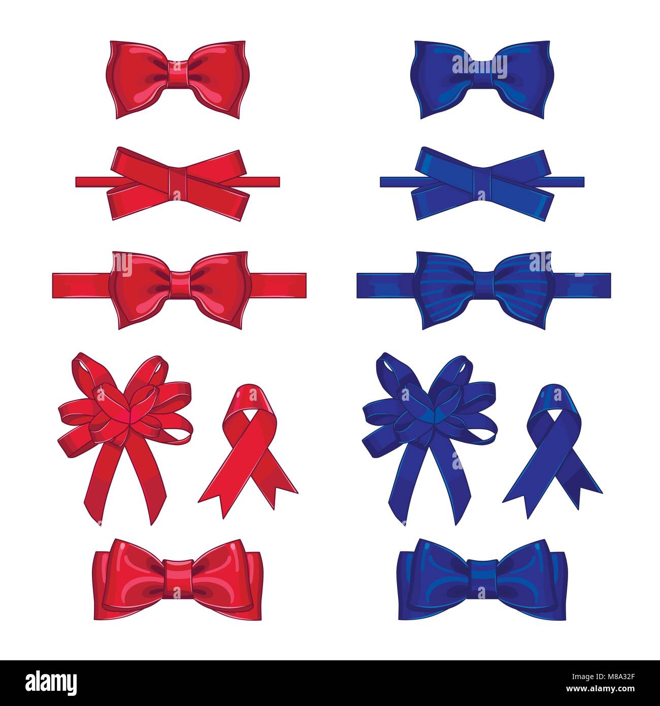 Set of vector gift bows isolated with ribbons Stock Vector Image & Art ...