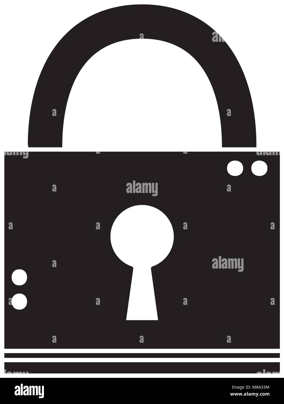 silhouette close padlock object to security information Stock Vector ...