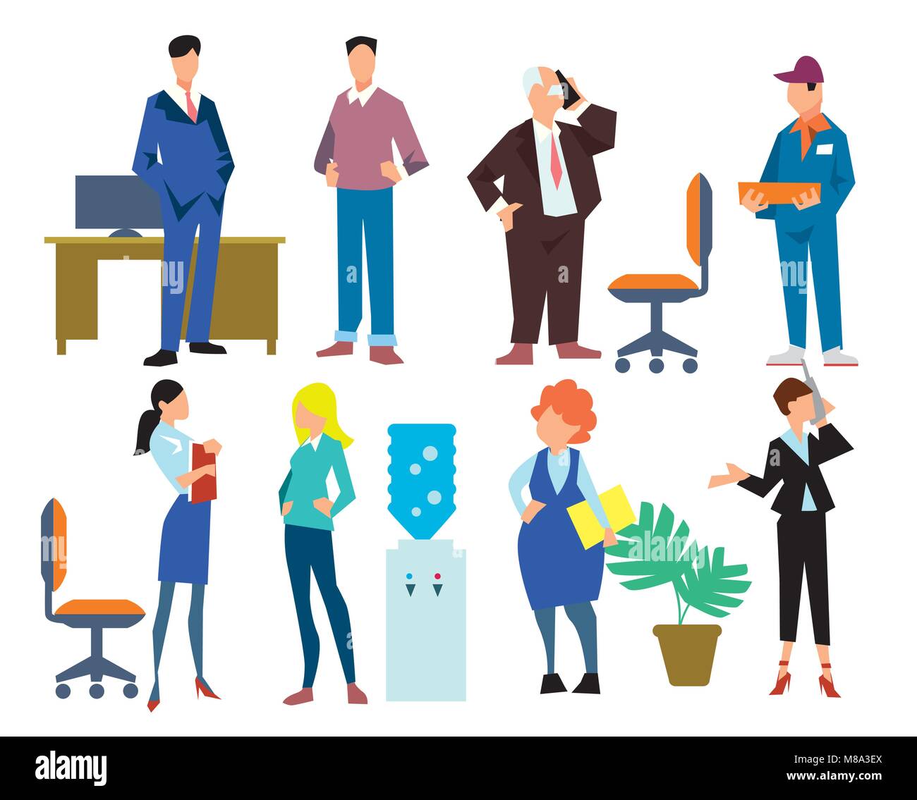 Office people isolated on white background, vector Stock Vector