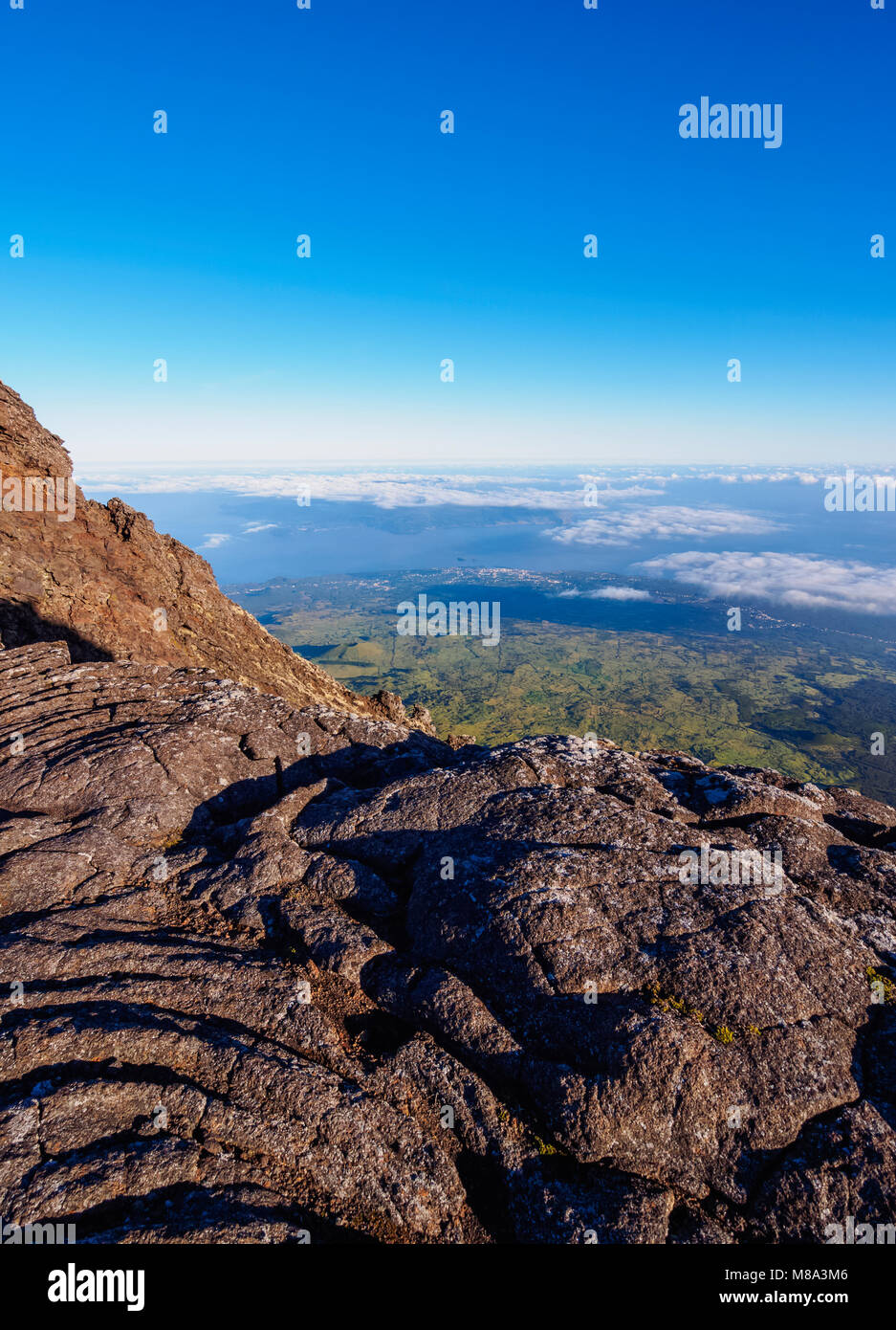 Edge of Pico Alto on the summit of Pico, Pico Island, Azores, Portugal Stock Photo