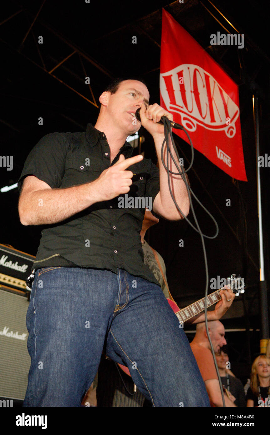 Greg Graffin of Bad Religion performs on stage during the Vans Warped Tour 2007. Stock Photo