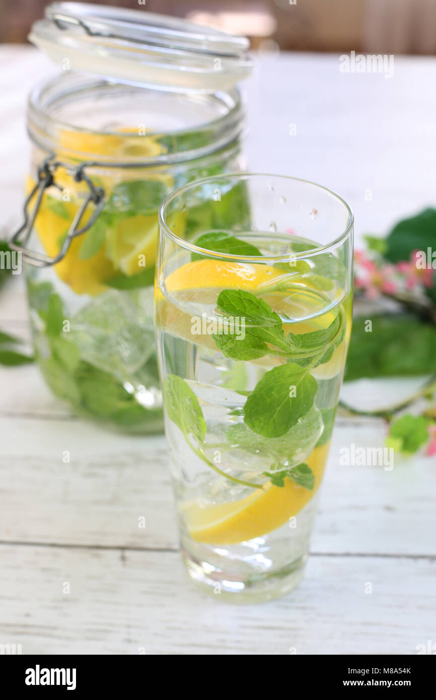Lemon flavored water Stock Photo Alamy